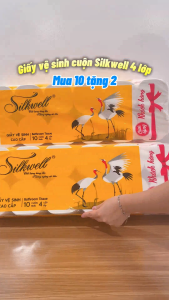 Giấy vệ sinh KHÔNG LÕI Silkwell Sếu 12 cuộn 4 lớp Giấy vệ sinh cao cấp dày dặn mềm mại và tiết kiệm chi phí