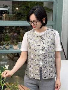 YUFUQING | New Chinese Style Floral Print Short Waistcoat Womens Casual Slim Fit Summer New Arrival Button Front Vest Thin Polyester Fiber