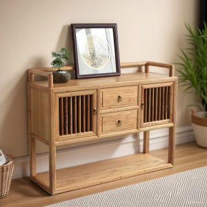 New Chinese Style Sideboard Cabinet Entrance Cabinet Modern Minimalist Old Elm Zen Display Cabinet Living Room Corridor Decoration Cabinet Customization