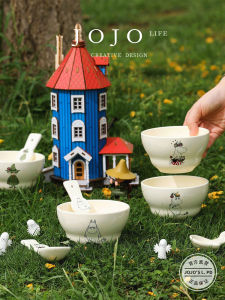 JOJOS L. PD Rice Bowl Set Gourd Dining Utensils Combination Home Use Soup Bowl Cartoon Style Ceramic round Shape for Everyone