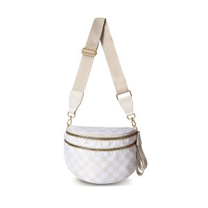 DOYOGI Black and White Checkered Spacious Bum Bag Crossbody Bags for Women Nylon Travel essentials Mommy Bag Diaper Bag for Mom