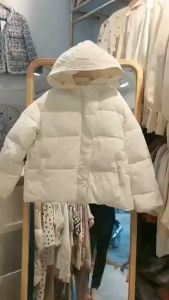 Áo khoác phao nữ mũ gân rút dây dáng ngắn Hàn Quốc chần bông cao cấp (Mũ Liền)