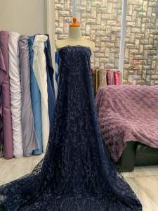 Bahan Kain Kebaya Tile Brokat Alana New Series Warna Navy Biru Dongker Harga per 05meter