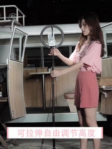 Foldable Live Streaming Mobile Phone Mounts Holders with LED Ring Flash Light Lamp Desktop Stands Tripod for Video Bloggers
