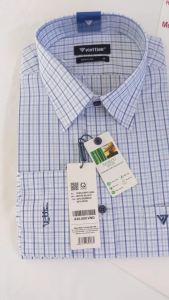 [Việt Tiến ] Sơ Mi Dài Tay - Regular (Suông) - Vạt Bầu - Kẻ sọc xanh đậm trên nền trắng - size (lẻ size)