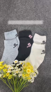ONEFASHIONMALL KK001 Kaos Kaki Pendek Wanita Motif Pita Korea Style Lucu Estetik Semata Kaki Socks