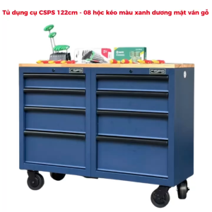 Tủ dụng cụ CSPS 122cm - 08 hộc kéo màu xanh dương mặt ván gỗ