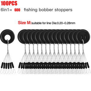 Rubber Fishing Bobber Stopper6 in 1 Float Sinker StopsBlack Oval CylinderL M S Float Stop Available