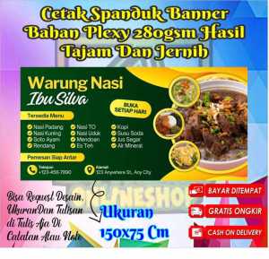 PRINT CETAK SEPANDUK 150×75 WARUNG NASI CUSTOM DESAIN