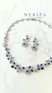 Neriza Jewelry/ชุดเครื่องประดับเพชรสังเคราะห์สร้อยคอพร้อมต่างหูเพชรรอบคอ เครื่องประดับเจ้าสาว NZC003