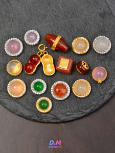 925 Sterling Silver Gold Plated Ancient Gold Agate Salt Source Agate Cube Loose Beads Bracelet Stringing DIY Accessories