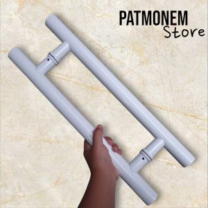 Gagang Handle pintu kaki baut tembus bulat 1¼ full putih powder coating