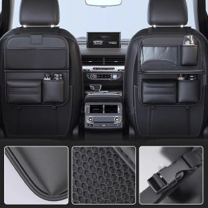 Seadetal lưng ghế xe túi lưu trữ da PU đa chức năng Túi Treo Bàn xếp Thùng rác xe lưu trữ tổ chức