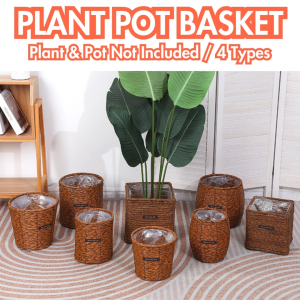 Woven Rattan Planter Basket Indoor Plant Pot Cover | Sea Grass Corn Husk Decoration for Large Artificial Flower Vase