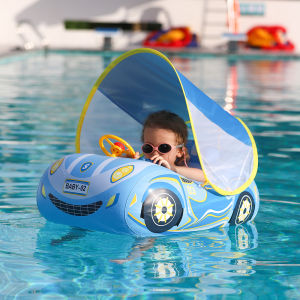 Swimbobo Inflatable Car Seat Circle Childrens Racing Model Sunshade Swimming Ring with Sunshade Tent And Horn Seat Circle
