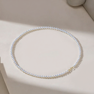 18K Gold Freshwater Nearly Round Mini Pearl Necklace