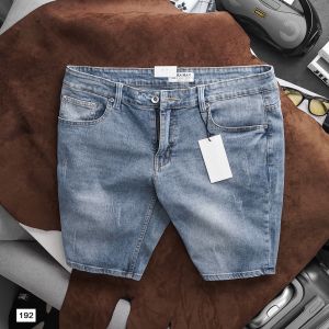 Quần Short Jean Nam Bigsize 130kg trơn co giãn màu xanh