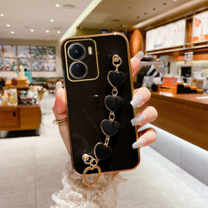 YBD Ốp Bảo Vệ Máy Ảnh Chính Xác Cho Samsung Galaxy A14 M52 A13 5G C55 M55 A05S A04S 4G A24 Ốp Chống Rơi Mạ Phong Cách Nữ Tính Với Vòng Tay Họa Tiết Tình Yêu Dễ Thương