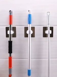 Wall Mount Mop Hooks Bathroom Kitchen Broom Umbrella Clamp Holder Penyangkut Penyapu 拖把挂钩
