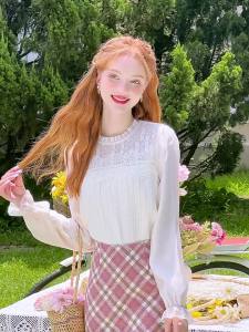 HEYINI | Áo Blouse Nữ Elegance Pháp Có Cổ Voan