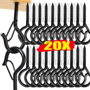20sets Q-shaped Screw Hooks with Safety Buckle / Windproof Outdoor String Lights Hanging Screw Hook / Windproof Screw Hooks for Hanging Outdoor String Lights