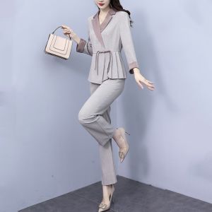 Slimming Straight Leg Suit Set for Women Formal Occasions Two Piece Set Fashionable Business Wear Spring Autumn Season