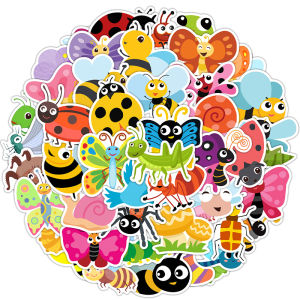 50PCS Cartoon Insect Stickers Cute Bug Sticker Pack Vinyl Waterproof Animal Decals for Laptop Laptop Water Bottle Scrapbook