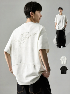 SZON | Áo Thun Mùa Hè In Chữ Cổ Tròn Trọng Lượng Nặng