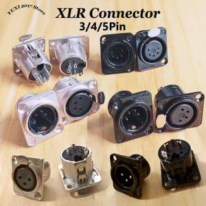 3/4/5Pin XLR Panel Mount Connector Male Female Audio Microphone Jack Plug with Copper Contact For Mixer Speaker Mic Metal Socket