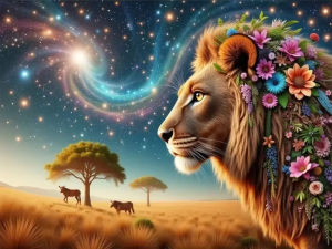 500/1000/1200/2000PCS Jigsaw Puzzle Serene Majestic Lion Surrounded By Flowers For Adults Perfect Gift For Animal Lovers