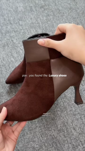 PINKEY P368 Sepatu Boots Wanita Hak Tinggi Warna Hitam | Coklat