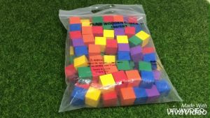 [Happy Kids] Wooden 100pcs Colorful Cube Stack Building Blocks Brick Montessori Learning Toy 正方体积木 Blok Kiub - BT56