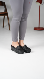 LARRIE Kasut Perempuan Hitam Dorothy Wedge Mule Loafers - L32504-MR01SV-1-BLACK