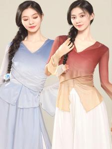 Elegant Gradual Color Gradient Elastic Dance Costume Womens Classical Dance Gown Drifting Stage Performance National Dance Practice Suit