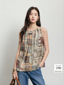 Vero Moda | Áo Blouse Không Tay In Dân Tộc Lót Màu Đối Lập Dễ Phối