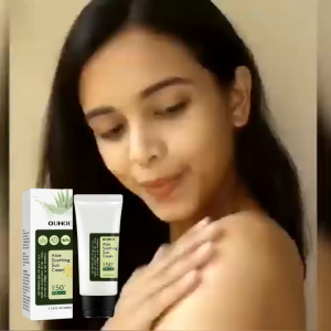 Ouhoe Sunburn Repair Aloe Vera Gel Hydrating Moisturizing Face Cream Relieve Dry Sensitive Skin Soothing Care Smoothing Facial Cream Isolation Anti Oxidant UV Protection Facial Solar Blocker Refreshing Non Greasy Sunscreen Cream