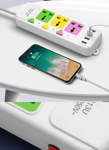 High Quality Independent Switch Power Strip safe power socket 4/5 Outlets 3 USB 1 Type-C Ports Power Strip with 2m Extension Cable#597