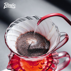BINCOO hickened Glass Hand-Poured Coffee Set Stand Cloud Sharing Pot Filter Paper Cup for 1-4 People Drip Filter