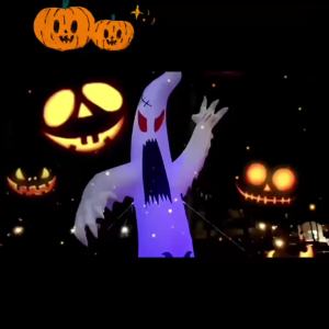 1.6M Inflatable Halloween Up Puppy Pumpkin Ornament Built-in LED for Outdoor Garden Yard LawnInflatable Yard Decorations Props