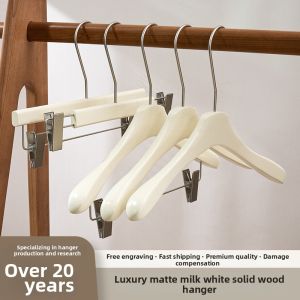 TONGGUMO | Multi-functional White Wooden Hanger with Clips Non-slip