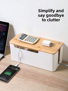 Home Data Cable Storage Box Desktop Socket Organizer Cover Charging Cable Extension Bar Neatly Arranged Wire Box Plastic Material