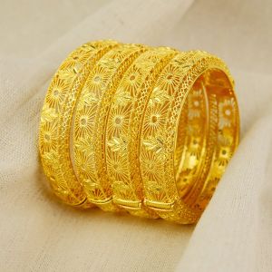 Dubai Womens 24K Gold-Plated Hollow Bracelet Indian Arab Bride Wedding Jewelry Gold Bracelet Bracelet