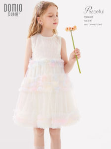 Princess Style Gradient Color Girls Dress Summer New Arrival Lightweight White Elegant Dress Childrens Skirt Party Dress
