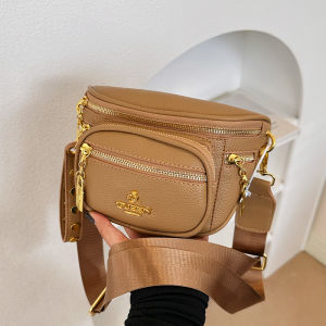 Fashionable Casual Womens Crossbody Bag Soft PU Leather Multi-Functional Shoulder Chest Bag Trendy Rivet Element Small Size