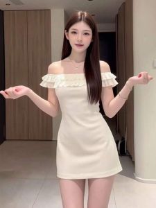 CHANGTONG | Off Shoulder Fitted Mermaid Short Dress