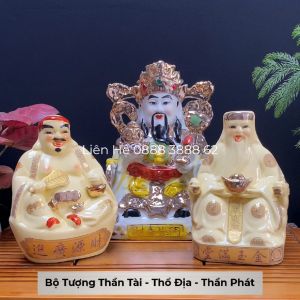 Tượng Thần Tài Thổ Đia Thần Phát Gốm Sứ (video hình ảnh thật) - Bộ Tượng Thờ Thần Tài Thổ Địa Ban Thần Tài