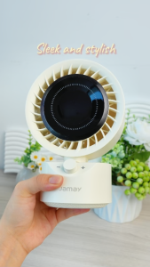 JAMAY 4000mAh Rechargeable Desk Fan with LED Light & Auto-Rotate 100 Speed Adjustable 15H Quiet Cooling Office use F23