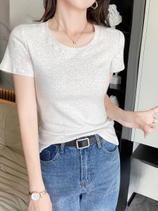 MiiOW | Áo thun cotton tay ngắn cổ tròn dáng ôm cho nữ mùa hè 2025 MiiOW Cat Person Pure Color Base Layer Shirt Round Neck Short Sleeve