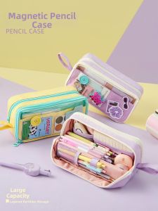 SANNIANERBAN | Magnetic Standable Pen Pouch with Large Opening and Multiple Layers High Capacity Simple and Stylish