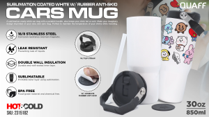 SaleZone - White QUAFF 30oz Sublimation Tumbler Mug with Rubber Anti-Skid